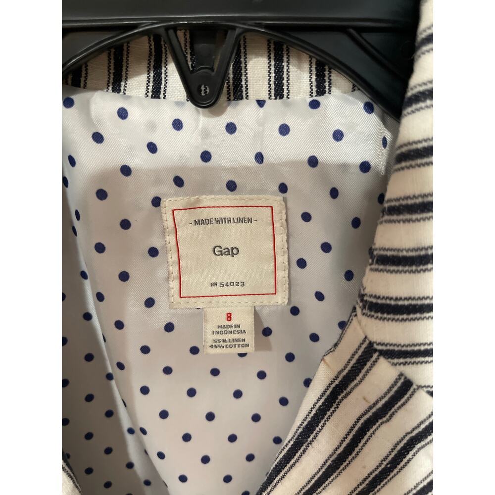 GAP Jacket 6 WASHED LINEN
Unstructured STRIPED Blazer
Navy White 2-Button size 8 - Picture 6 of 9